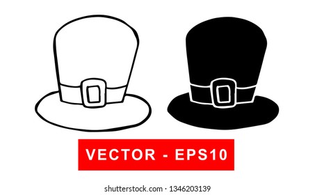Vector Illustration of St. Patrick's Hat. Isolated flat line and silhouette of sign, symbol, or objects for graphic design.