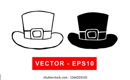 Vector Illustration of St. Patrick's Hat. Isolated flat line and silhouette of sign, symbol, or objects for graphic design.