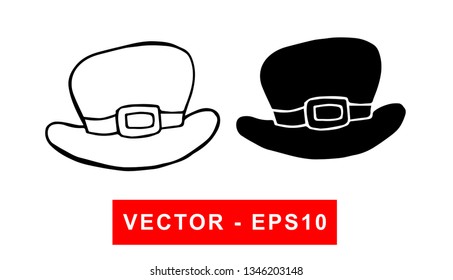 Vector Illustration of St. Patrick's Hat. Isolated flat line and silhouette of sign, symbol, or objects for graphic design.