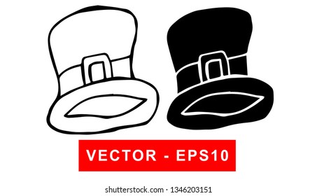 Vector Illustration of St. Patrick's Hat. Isolated flat line and silhouette of sign, symbol, or objects for graphic design.