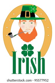 Vector Illustration for St. Patricks Irish Design with Leprechaun.