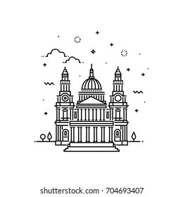 Vector Illustration of St Paul's Cathedral Icon Outline