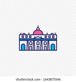 Ilustración vectorial de la línea de icono de basílica del peter. Un bello elemento turístico también puede ser usado como elemento de construcción.