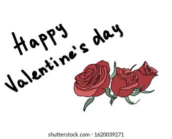 Vector illustration of st valentines day postcard with red roses