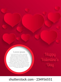Vector illustration of  st. Valentine's Day greeting  card decorated with paper cut hearts