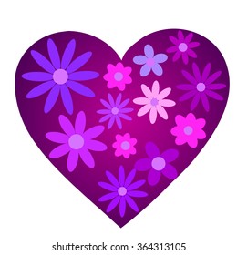 Vector illustration. St. Valentine's Day. Pink heart with flowers on a white background.
