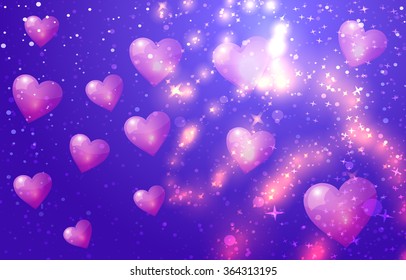 Vector illustration. St. Valentine's Day. Abstraction. Hearts on a pink background.