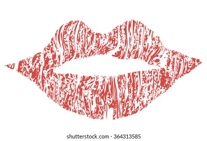 Vector illustration. St. Valentine's Day. Red lips on a white background.