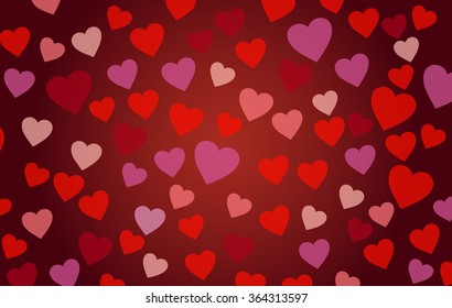 Vector illustration. St. Valentine's Day. Hearts on a red background.