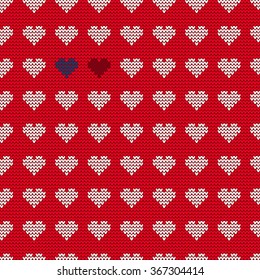 Vector Illustration of St. Valentines Ugly sweater for lovers for Design, Website, Background, Banner. Knitted heart Element Template with love for gift