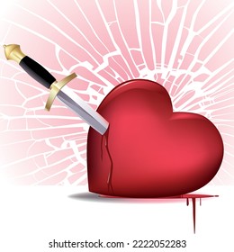 vector illustration of a stabbed heart