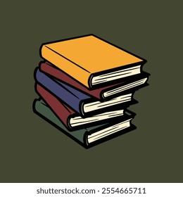 vector illustration of stack of books