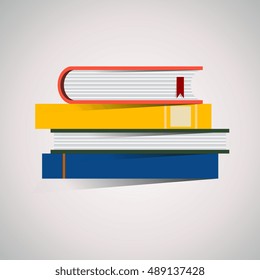 vector illustration with stack of books