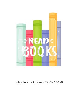 Pila de ilustraciones vectoriales de libros, club de libros, sobre fondo blanco, libros de diferentes colores, ilustración aislada