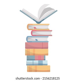 Vector illustration of a stack of books on a white background. Concept for creating flyers and banners for a bookstore, library, e-book.