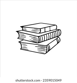 vector illustration of stack of books outline
