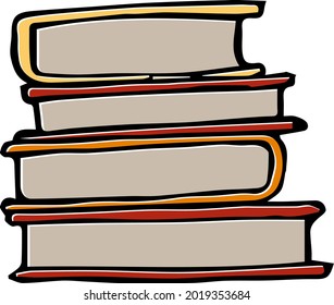 Vector illustration of a stack of books. Simply Icon and logo design. Sketch in childish style