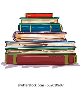 Vector Illustration of Stack of Books in Sketch Style
