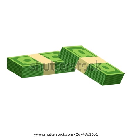 Vector illustration of a stack of cash money with a dollar sign, representing savings, finance, and wealth.