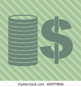 Vector Illustration of Stack of coins icon in green color
