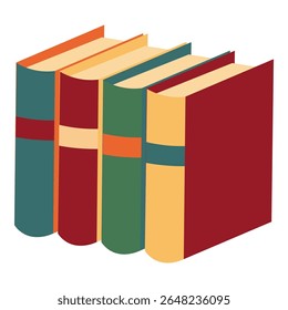 Vector illustration of a stack of colorful books in flat cartoon style. Perfect for school, education, library, reading, studying, and back-to-school themes. Isolated on white background.