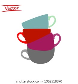 vector illustration of a stack of colorful coffee cups on a white background eps 10