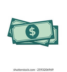 Vector illustration of a stack of dollar bills. Represents financial stability, cash savings, investment, and banking. Ideal for business, finance, and economic concepts.