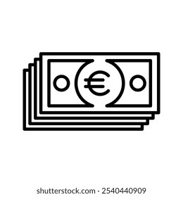 Vector illustration of a stack of euro money, a business icon