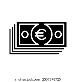Vector illustration of a stack of euro money, a business icon