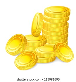 vector illustration of stack of gold coin against white background
