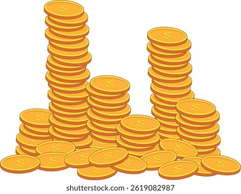vector illustration of a stack of gold coins, suitable for finance, marketing, stocks and business world