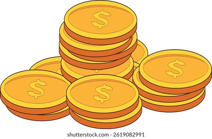 vector illustration of a stack of gold coins, suitable for finance, marketing, stocks and business world