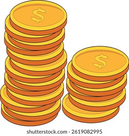 vector illustration of a stack of gold coins, suitable for finance, marketing, stocks and business world