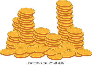 vector illustration of a stack of gold coins, suitable for finance, marketing, stocks and business world