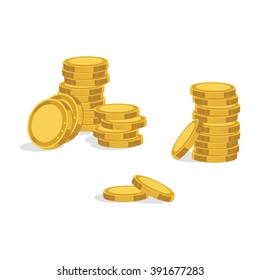 Vector illustration stack of golden coins. Coins icons.