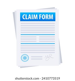 Vector Illustration of a Stack of Insurance Claim Forms for Documentation and Application Process