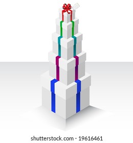 Vector - Illustration of a stack of presents or gifts wrapped with a bow