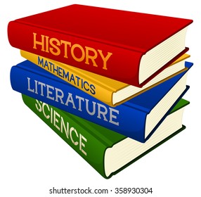 Vector Illustration Of A Stack Of School Textbooks.