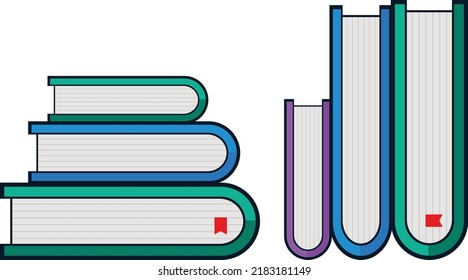 
vector illustration of stacked books in different colors