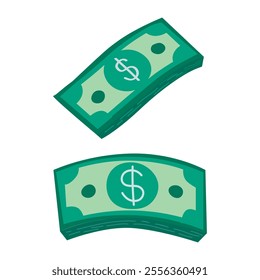 vector illustration of stacked green dollar bills featuring a dollar sign.