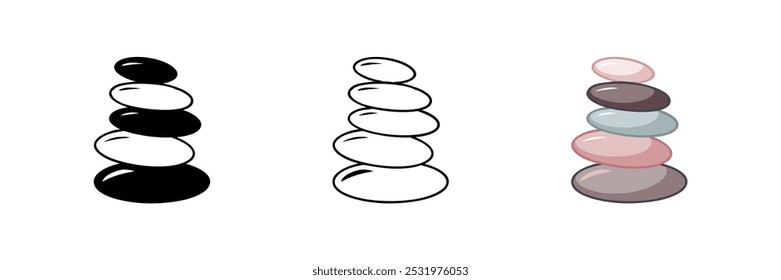Vector illustration of stacked spa stones representing relaxation, meditation, and balance.