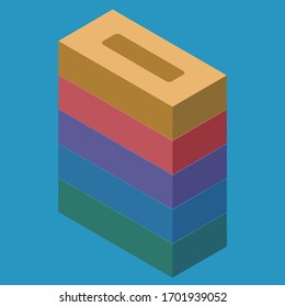 Vector illustration of stacked tissue paper in isometric flat design