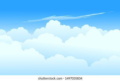 vector illustration of stacks of clouds in blue sky
