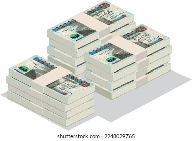 Vector illustration of stacks of Egyptian 100 pound notes