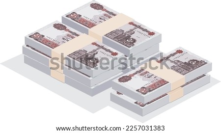 Vector illustration of stacks of Egyptian 50 pound notes.
