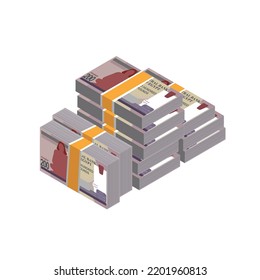 Vector illustration of stacks of Egyptian pound notes. editable and scalable eps