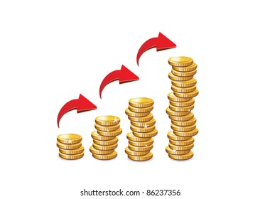 Vector illustration. Stacks of gold coins, wealth, concept.