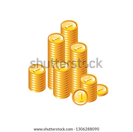 vector illustration of stacks of gold coins, capital