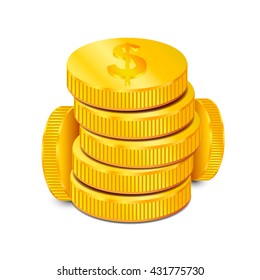 Vector illustration stacks of golden coins.