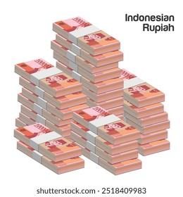 Vector illustration of stacks of Indonesian Rupiah notes. editable and scalable eps